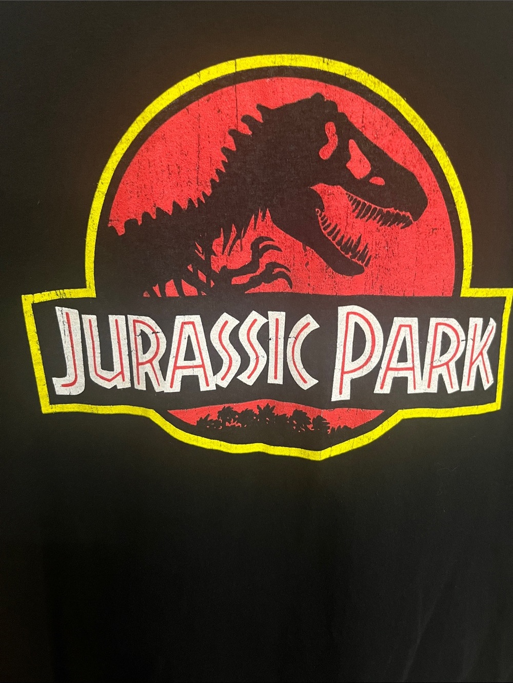 Jurassic Park Logo Short Sleeve Tee - Black with Red and Yellow Accents
